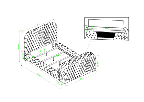 Natalia bed frame rails and legs in black finish