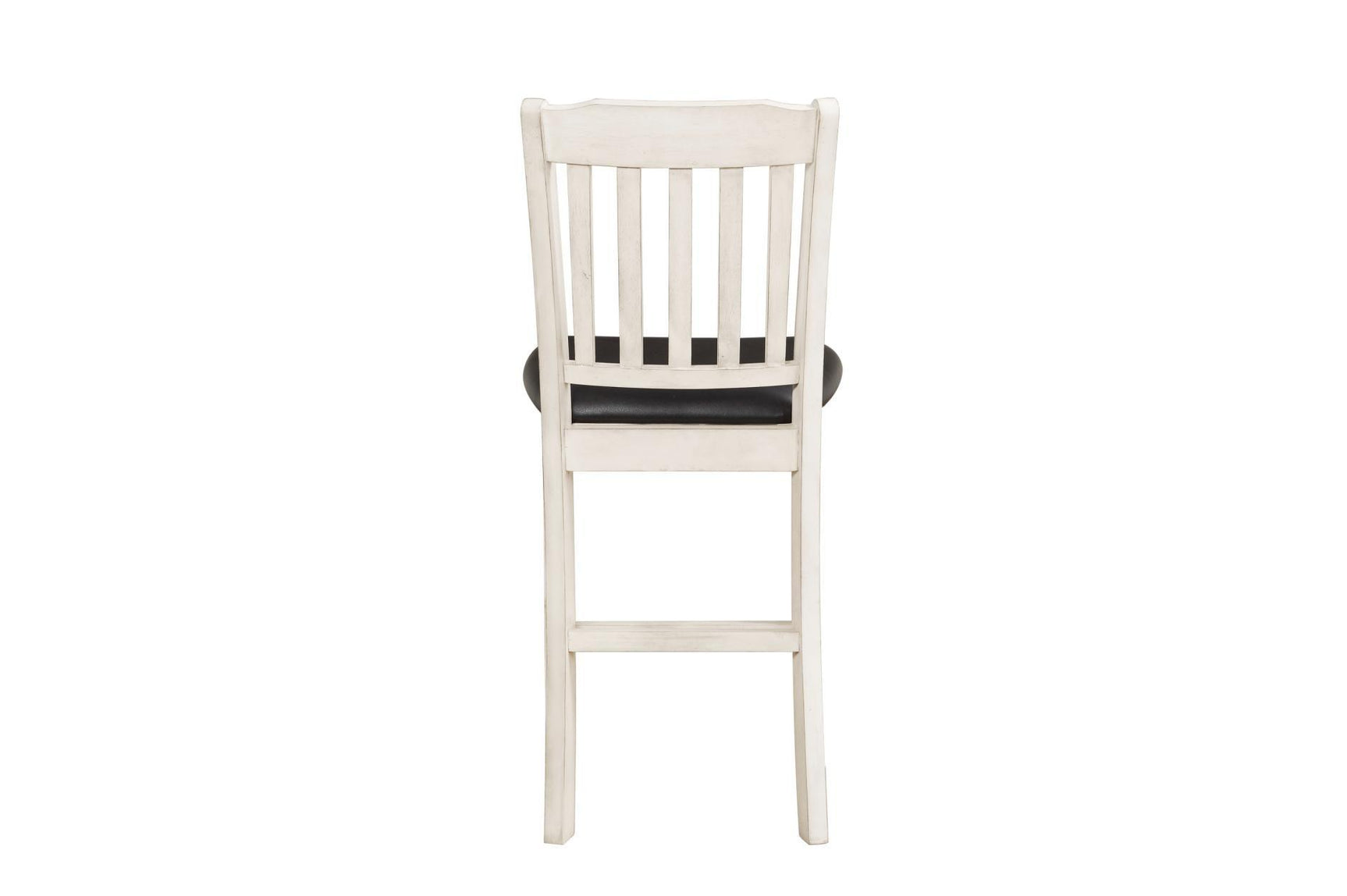 Back side view of Kiwi dining chair showing faux leather upholstery