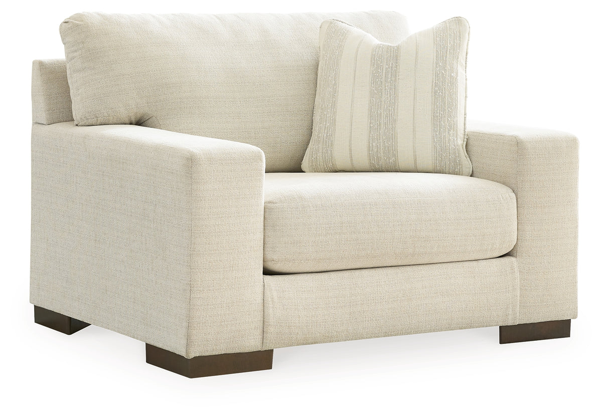 Ottoman front angle in birch upholstery