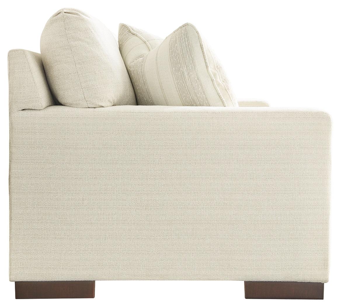 Angled side view of Maggie Birch Chenille Sofa