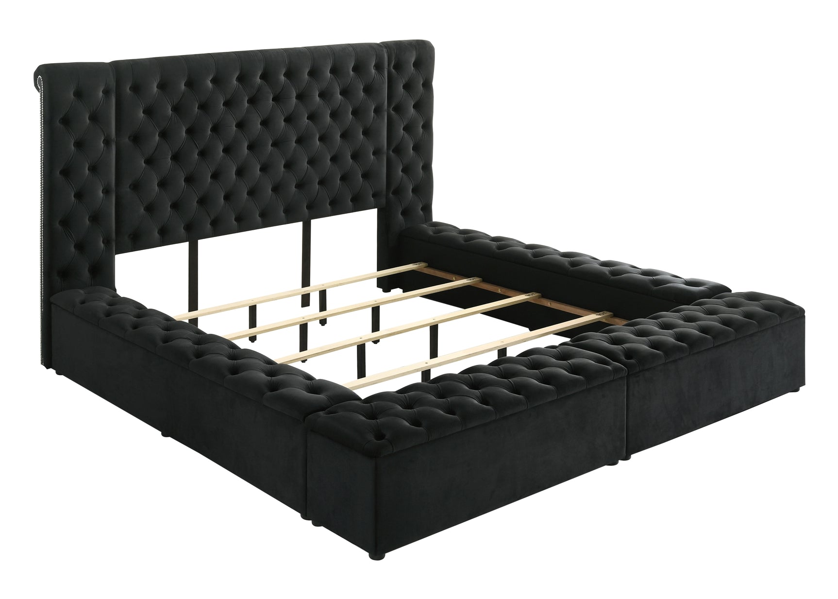 Close-up of tufted headboard upholstery