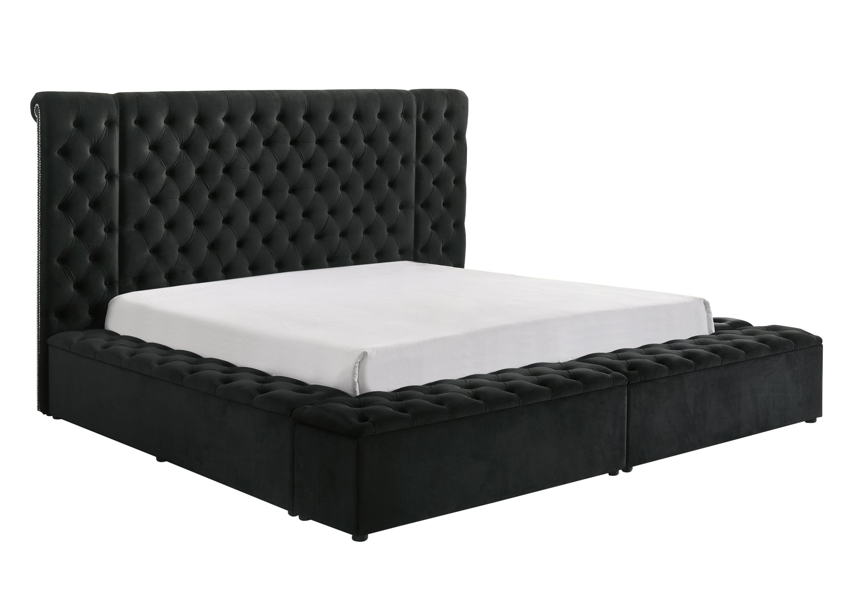 View of side storage rails for Liliana King/Queen bed