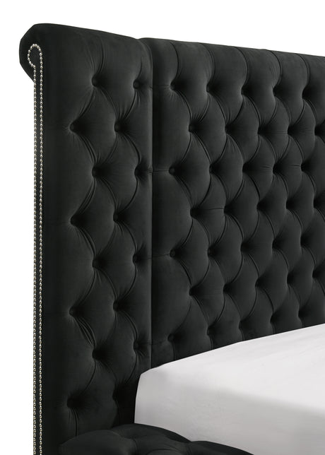 Liliana Bed black upholstery texture
