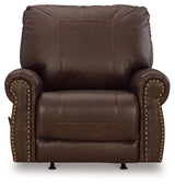 Colleton Dark Brown Leather Recliner head-on view