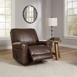 Colleton Dark Brown Leather Recliner recliner opened side view