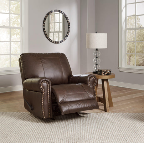 Colleton Dark Brown Leather Recliner recliner opened side view
