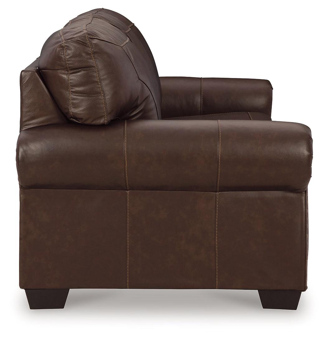 Colleton Dark Brown Leather Sofa angled front view