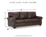 Colleton dimenions diagram for recliner
