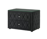 Josephine nightstand in black with tempered glass top