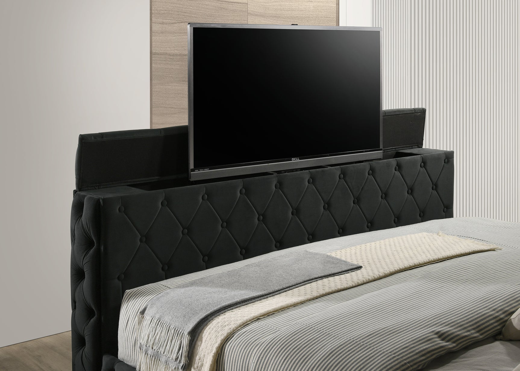 Footboard with integrated TV lift panel, Josephine King Bed