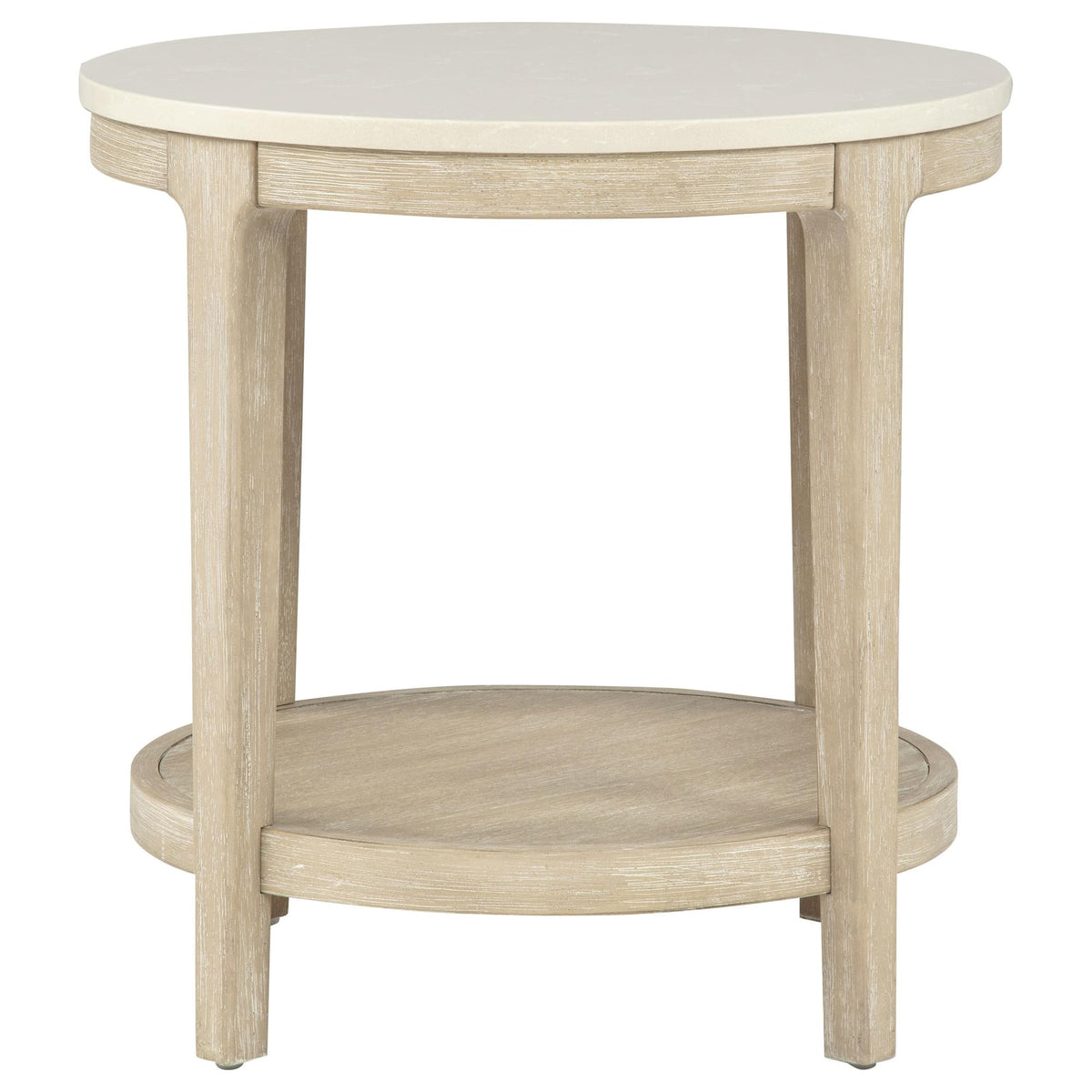 Lucaire Round Cultured Marble Top End Table Honed Cream and Sandstone — product image 3