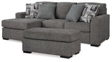 Gardiner Pewter Sofa Chaise side view