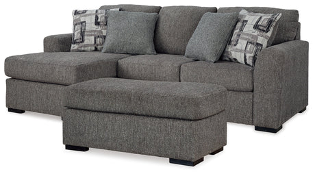 Gardiner Pewter Sofa Chaise side view