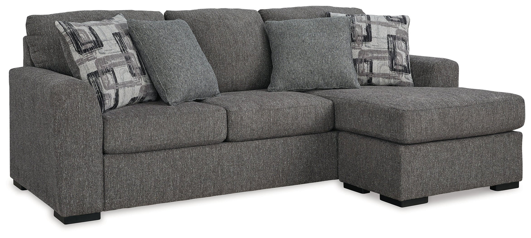 Sofa chaise angled view showing reversible cushions