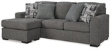 Back view of Gardiner pewter sofa chaise