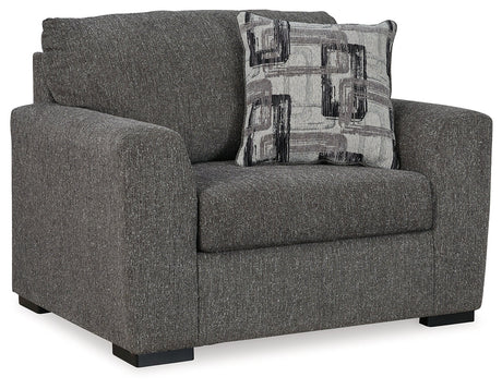 Gardiner Pewter Oversized Chenille Chair head-on view