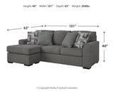 Dimensions illustration of Gardiner sofa chaise