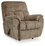 Stayfish taupe chenille velvet recliner chair side view