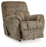 Stayfish taupe chenille velvet recliner chair in reclining position