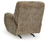 Side close-up of Stayfish taupe chenille velvet recliner chair upholstery