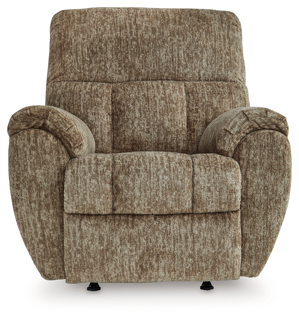 Back view of Stayfish taupe chenille velvet recliner chair