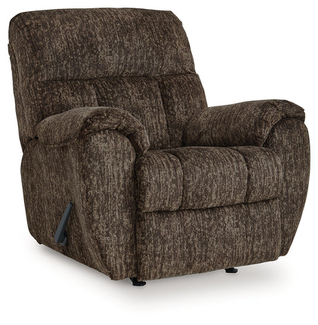 Stayfish chocolate chenille velvet recliner main angled view