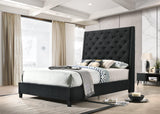 Full view of Chantilly Black Velvet Tufted King Upholstered Bed