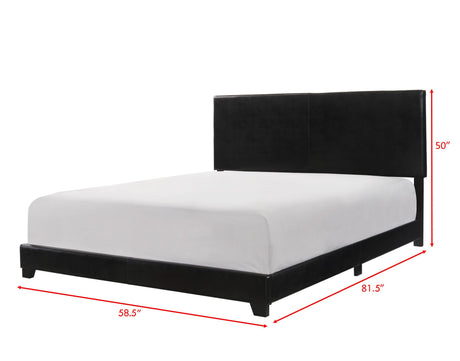 Erin Black PU Faux Leather Twin Upholstered Bed angled corner view