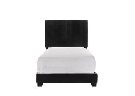 Erin Black PU Faux Leather Upholstered King Bed front view