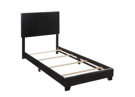 Erin Black PU Faux Leather Upholstered King Bed front view