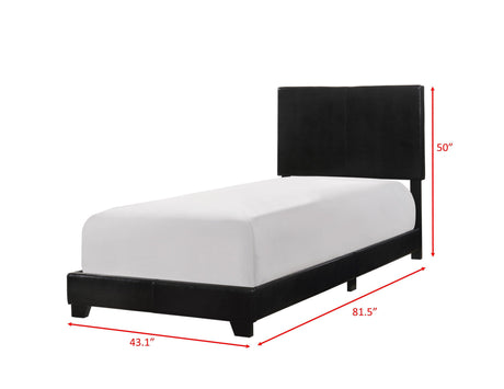 Erin Black PU Faux Leather Upholstered King Bed front view