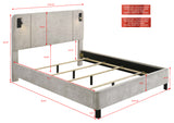 Freya Light Gray Upholstered Panel LED Queen Bed view 4