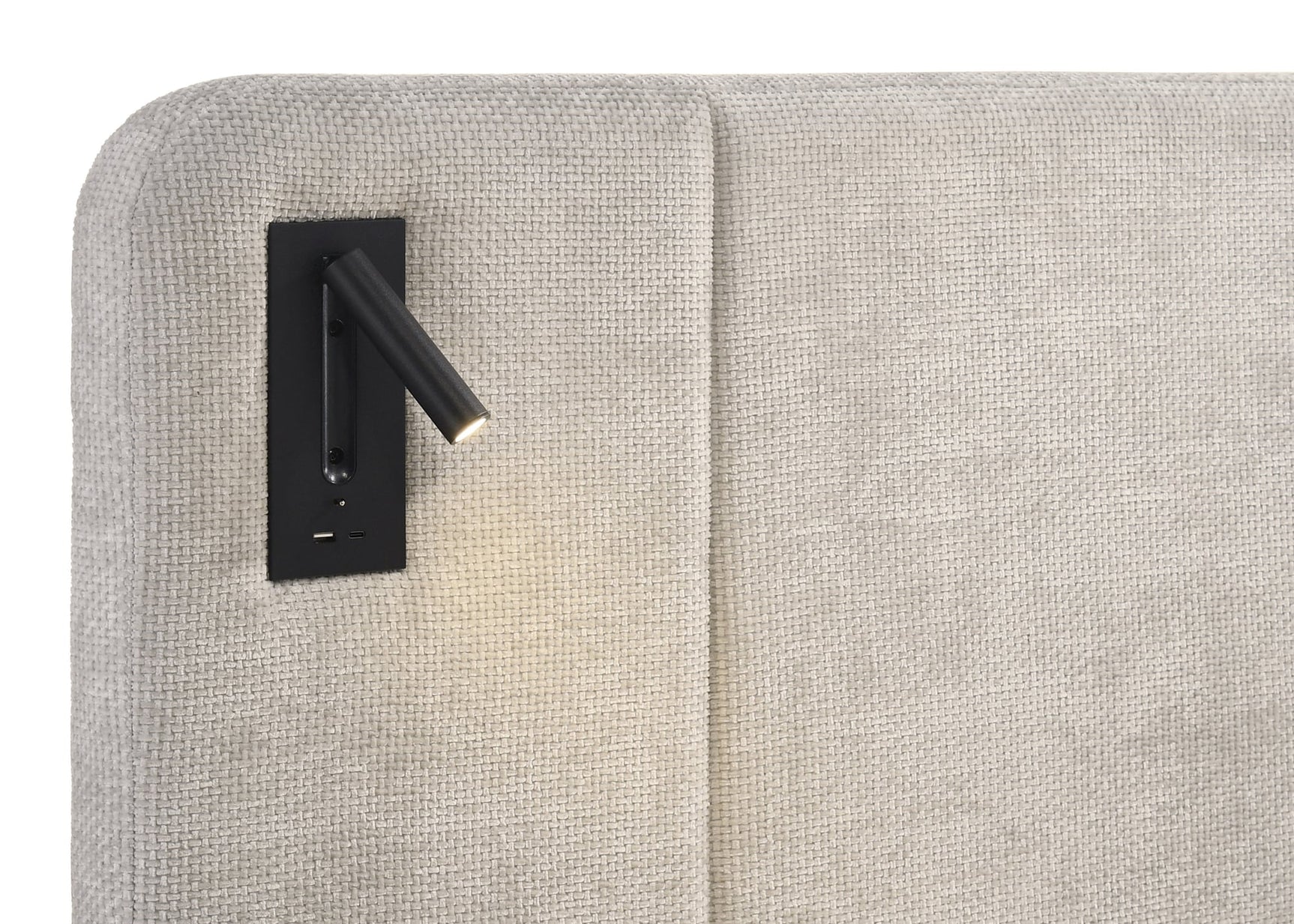 Freya Light Gray Upholstered Panel LED Queen Bed view 5