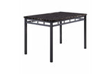 Room view of Olney black faux leather chairs with faux marble rectangular dining table