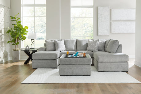 Room view of sectional sofa with ottoman