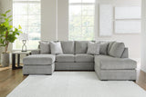 Alternate front view of Casselbury Cement Velvet sectional sofa