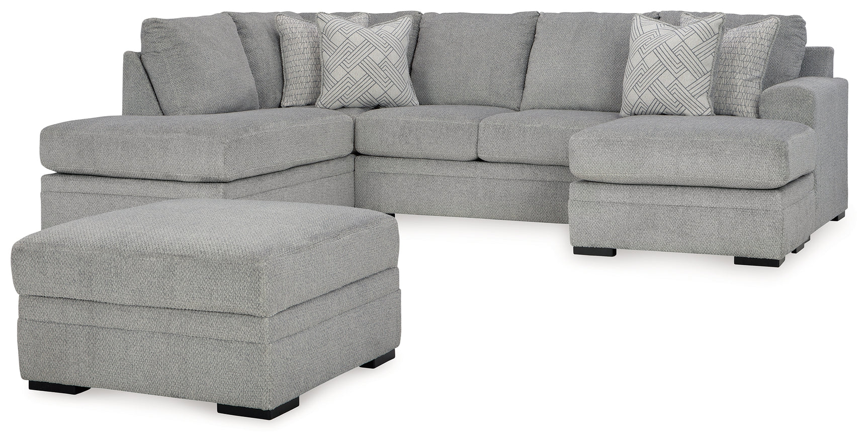 side view of Casselbury Cement 2-Piece Sectional with Ottoman sectional sofa