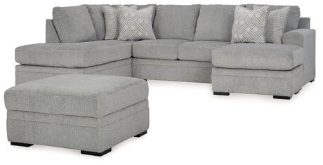Side view of Casselbury Cement 2-Piece Sectional Sofa with Ottoman
