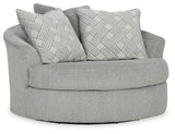 Casselbury Cement Velvet Oversized Swivel Accent Chair head-on view