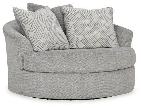 Casselbury Cement Velvet Oversized Swivel Accent Chair head-on view