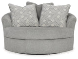 Casselbury Cement Velvet Oversized Swivel Accent Chair side view