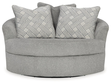 Casselbury Cement Velvet Oversized Swivel Accent Chair side view