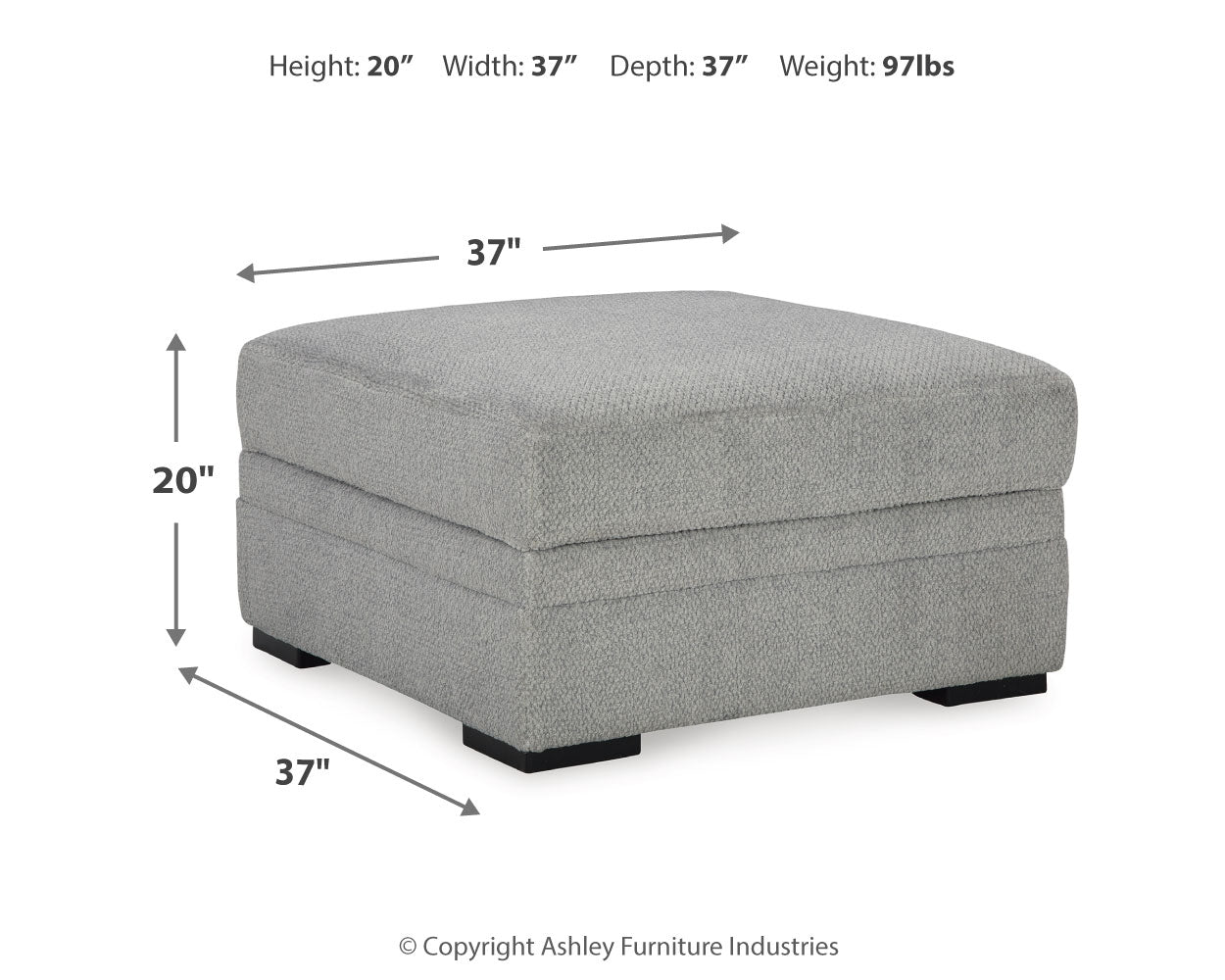 detail view of Casselbury Cement 2-Piece Sectional with Ottoman sectional sofa