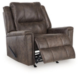 Lixtowel Walnut Faux Leather Recliner reclining position