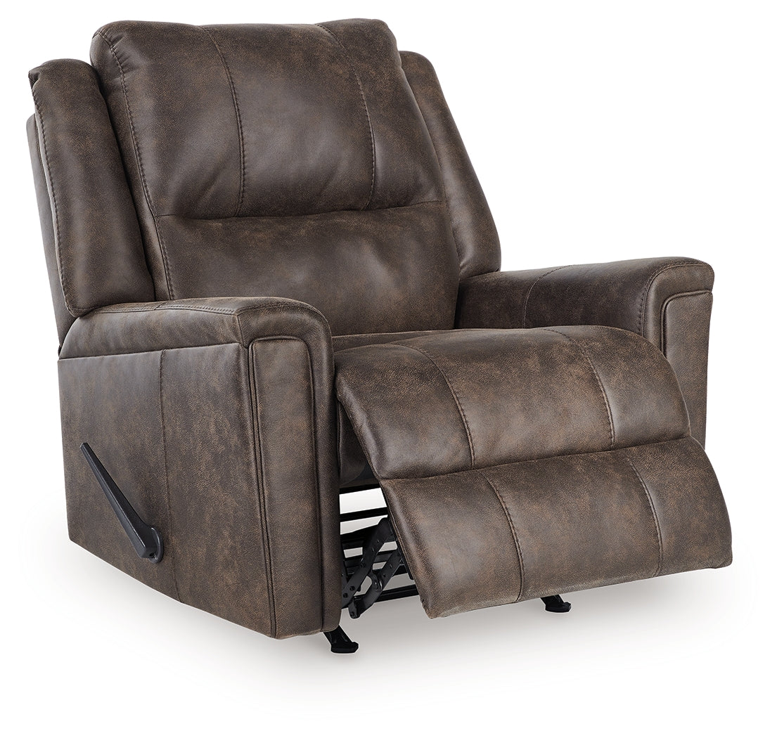 Lixtowel Walnut Faux Leather Recliner reclining position