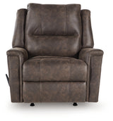 Lixtowel Walnut Faux Leather Recliner front view