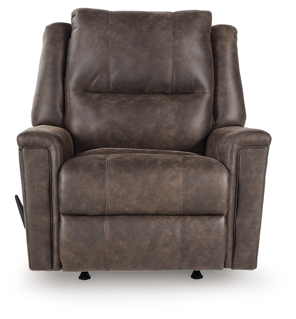 Lixtowel Walnut Faux Leather Recliner front view