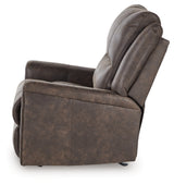 Lixtowel Walnut Faux Leather Recliner angled main view