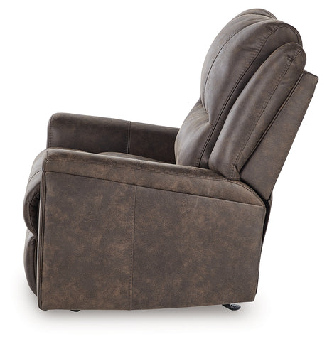 Lixtowel Walnut Faux Leather Recliner angled main view