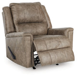 reclining position of Lixtowel Fog Faux Leather Recliner